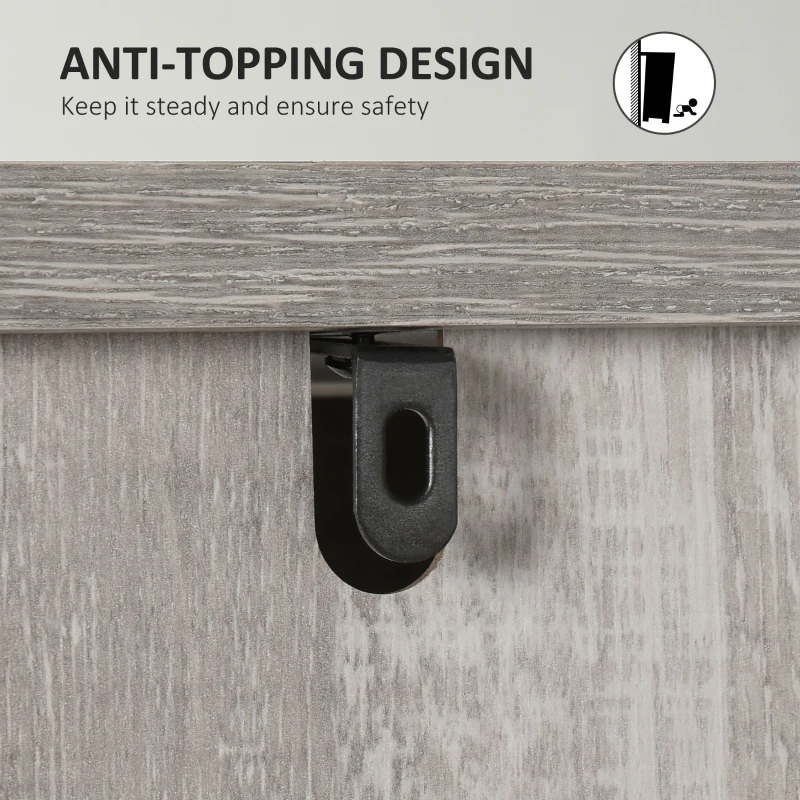 HOMCOM Farmhouse Accent Cabinet, Kitchen Cupboard Storage Cabinet with Barn Door and Adjustable Shelf, Gray Oak