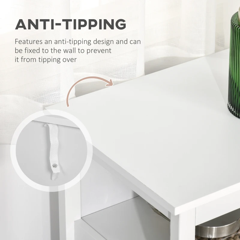 HOMCOM Sideboard Buffet Cabinet with Open Shelf, Glass Doors and Adjustable Shelf, Accent Cabinet for Kitchen, Living Room, White