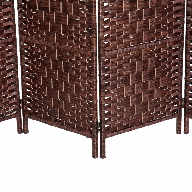 HOMCOM Room Divider, 6 Panel Folding Privacy Screen, 6FT Tall Portable Wicker Weave Partition Wall Divider for Bedroom, Home Office, Brown