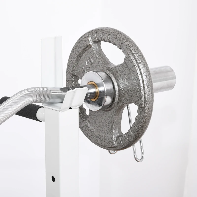 Soozier Multi-Exercise Full-Body Weight Rack with Bench Press, Leg Extension, Chest Fly Resistance Band & Preacher Curl