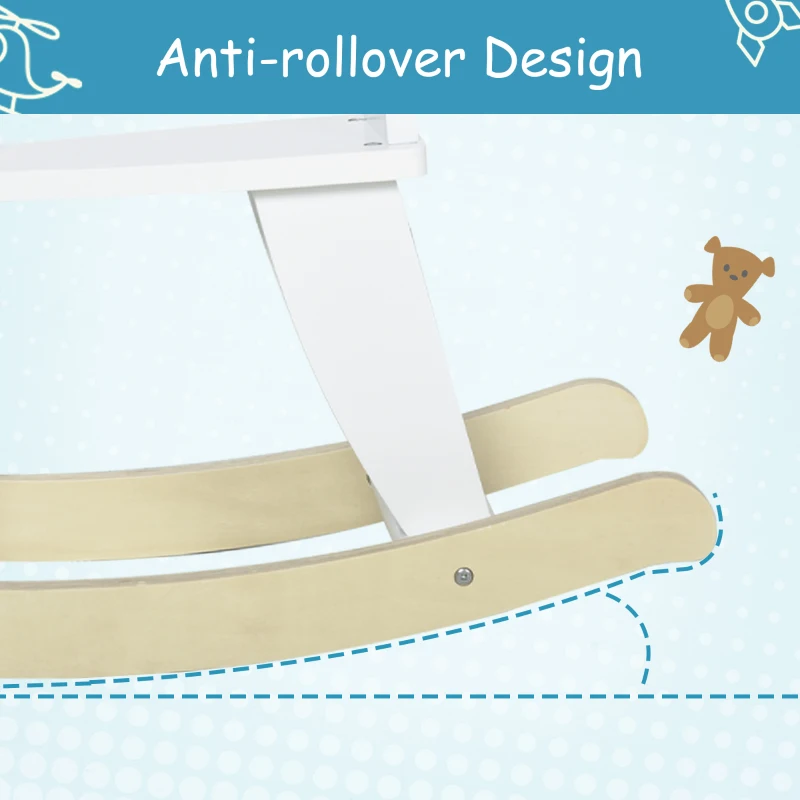 Qaba Wooden Rocking Horse Toddler Baby Ride-on Toys for Kids 1-3 Years with Classic Design & Solid Workmanship, White