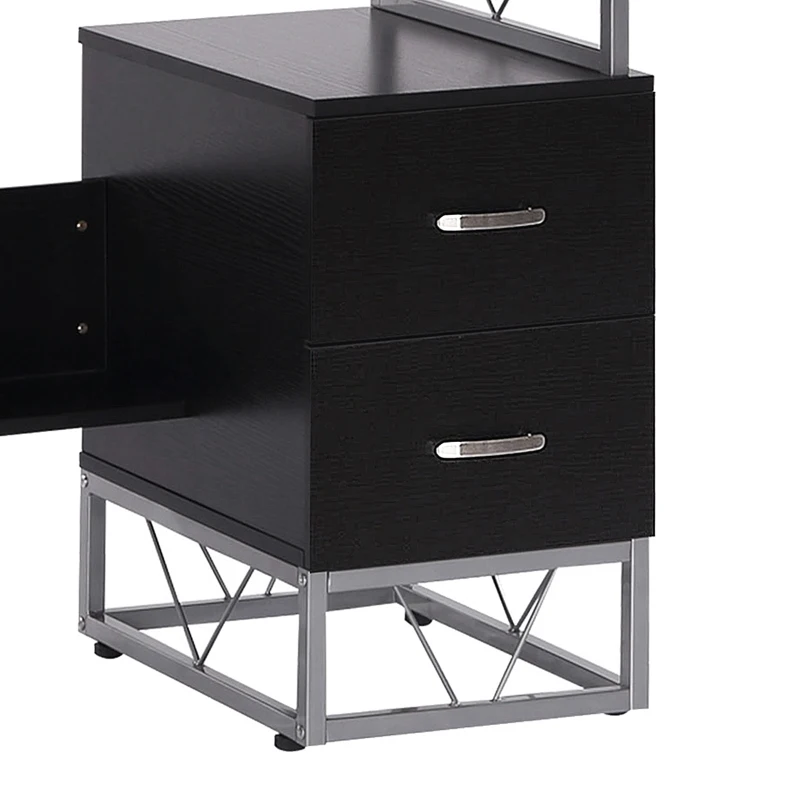 HOMCOM 52" Modern Computer Desk with Storage Shelves and Drawers, Home Office Desk, Study Workstation with CPU Stand, Black