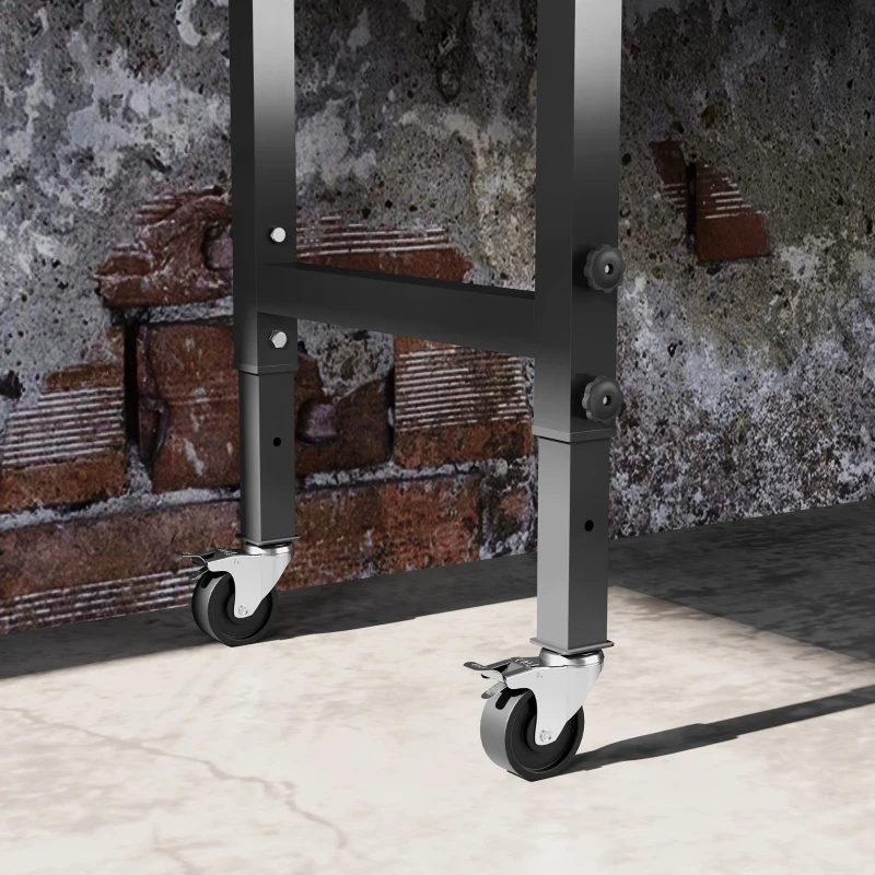 HOMCOM 47" Work Bench with Drawer with Drawer, Black/Natural