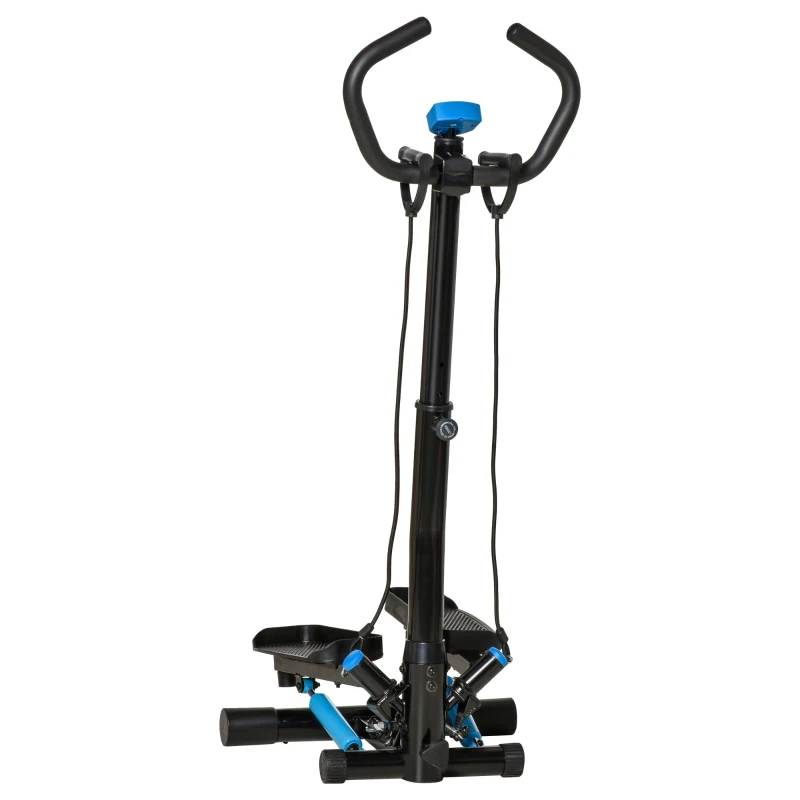 Soozier Twist Stepper Machine with Resistance Bands, Adjustable Workout Fitness Equipment with Handle Bar and LCD Display for Home Gym Exercise