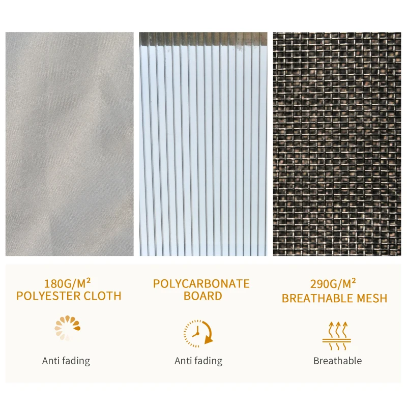 Outsunny 10' x 12' Hardtop Gazebo Canopy with Polycarbonate Roof, Aluminum Frame, Permanent Pavilion Outdoor Gazebo with Netting, for Patio, Garden, Backyard, Deck, Lawn, Light Gray