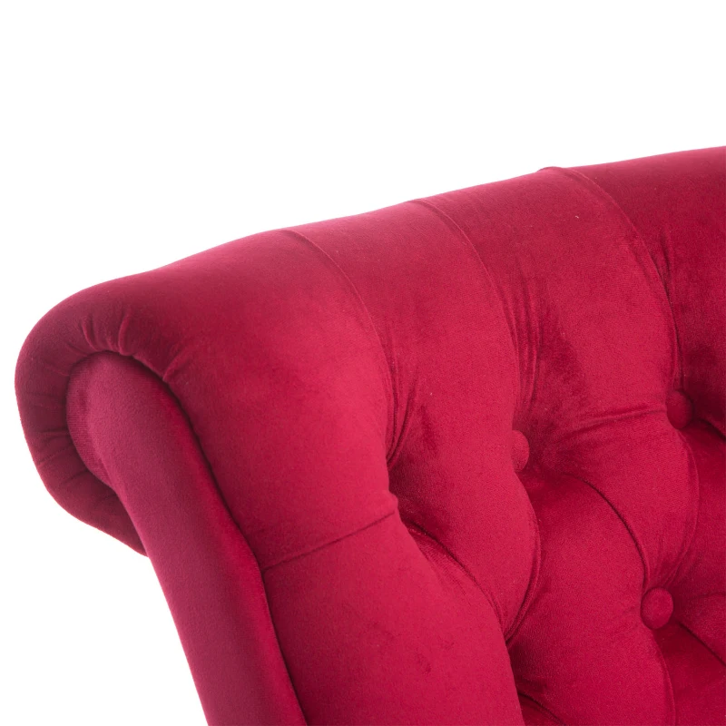 HOMCOM Retro High Back Armless Royal Accent Chair Fabric Upholstered Tufted Seat for Living Room, Dining Room and Bedroom, Crimson Red