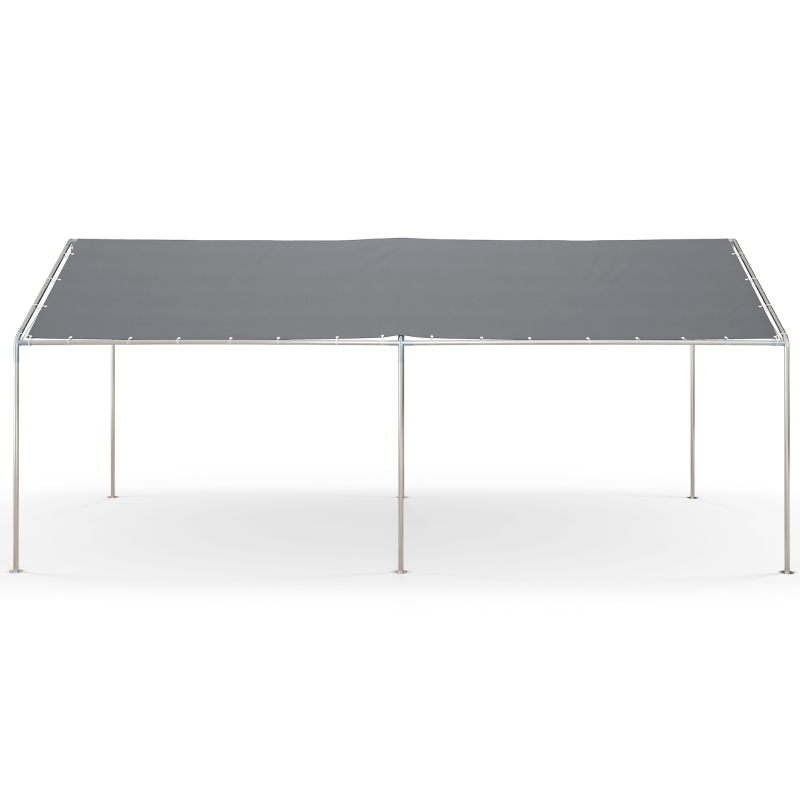 Outsunny 9.6' x 19.5' Carport Heavy Duty Galvanized Car Canopy w/ Included Anchor Kit, 3 Reinforced Steel Cables, Gray(m-11)