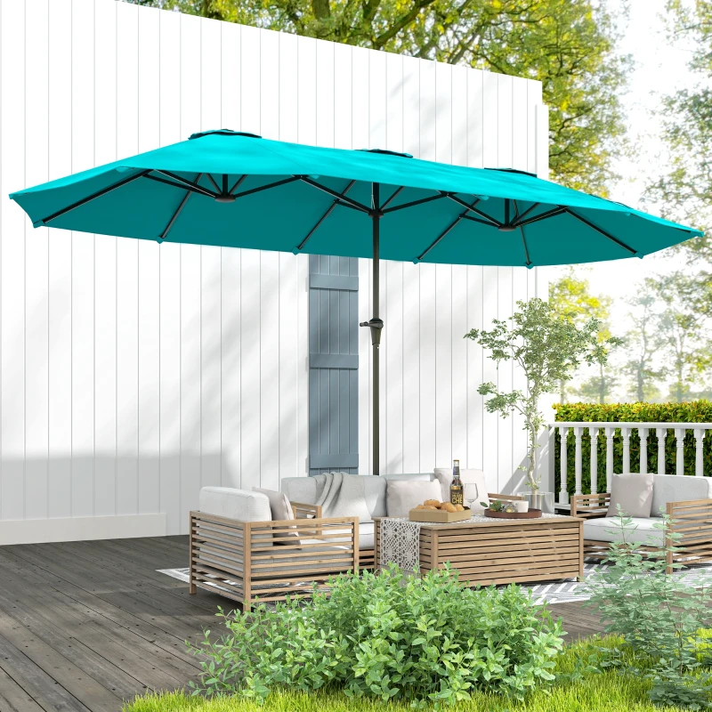 Outsunny 13 ft. Extra Large Patio Umbrella with Easy Crank Handle, Vents for Outdoor, Patio, UPF30+, Navy Blue