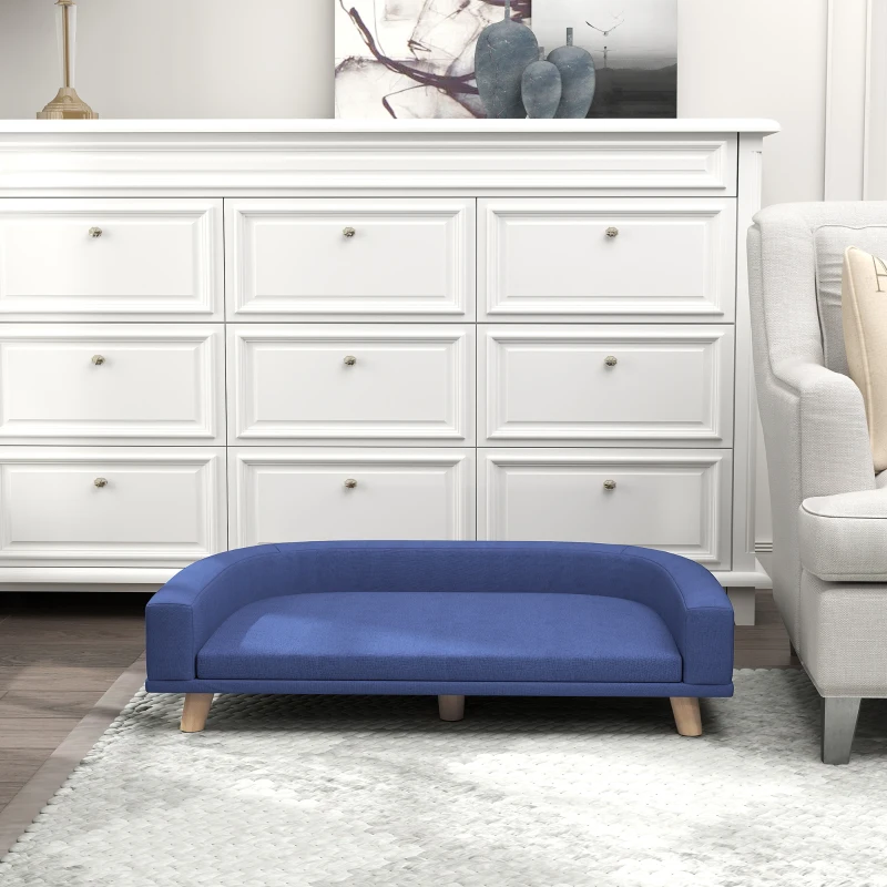 PawHut Dog Sofa Couch Bed with Washable Cushion for Large Dogs, Cats, Blue