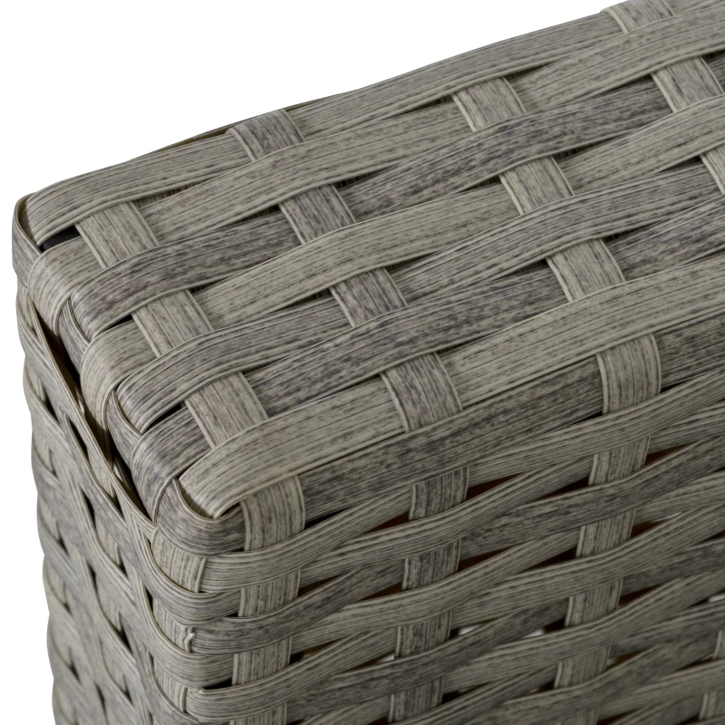 Outsunny Patio Dining Set, PE Rattan Furniture w/ 2 Chairs, Cushions & 3-Seat Sofa, Woodgrain Slatted Dinner Table, Mixed Gray