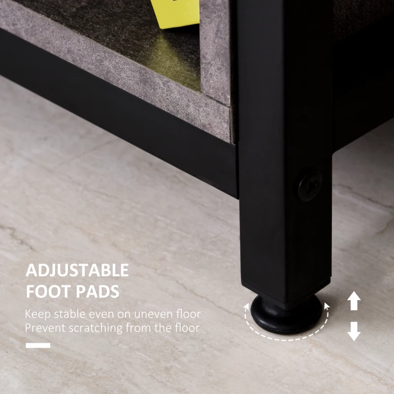 HOMCOM 68 Inch Office Table Computer Desk Workstation Bookshelf with CPU Stand, Spacious Storage Shelves & Chic Modern Woodgrain Design, Gray