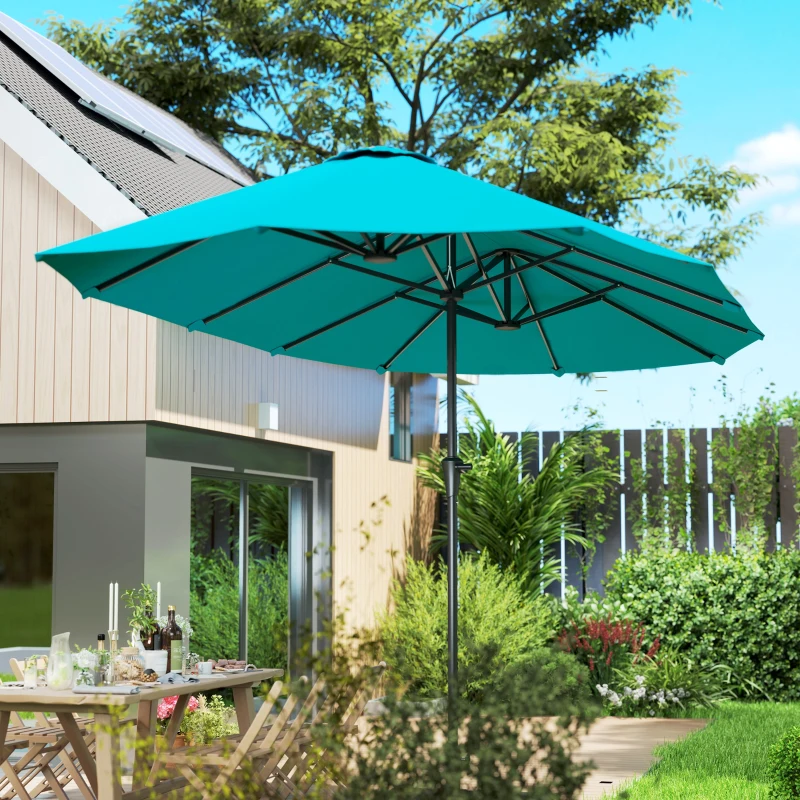 Outsunny 13 ft. Extra Large Patio Umbrella with Easy Crank Handle, Vents for Outdoor, Patio, UPF30+, Navy Blue