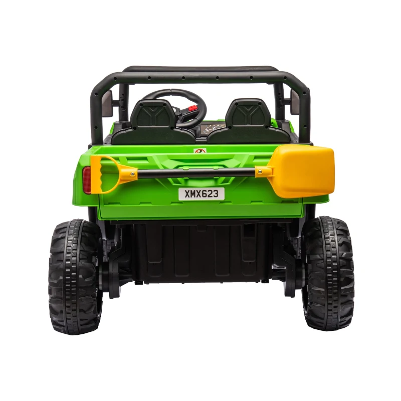 24V 2-Seater Ride On Truck with Dump Bed and Shovel, Non-Slip Tires, Electric UTV with Remote Control for Kids Ages 3-8, Green