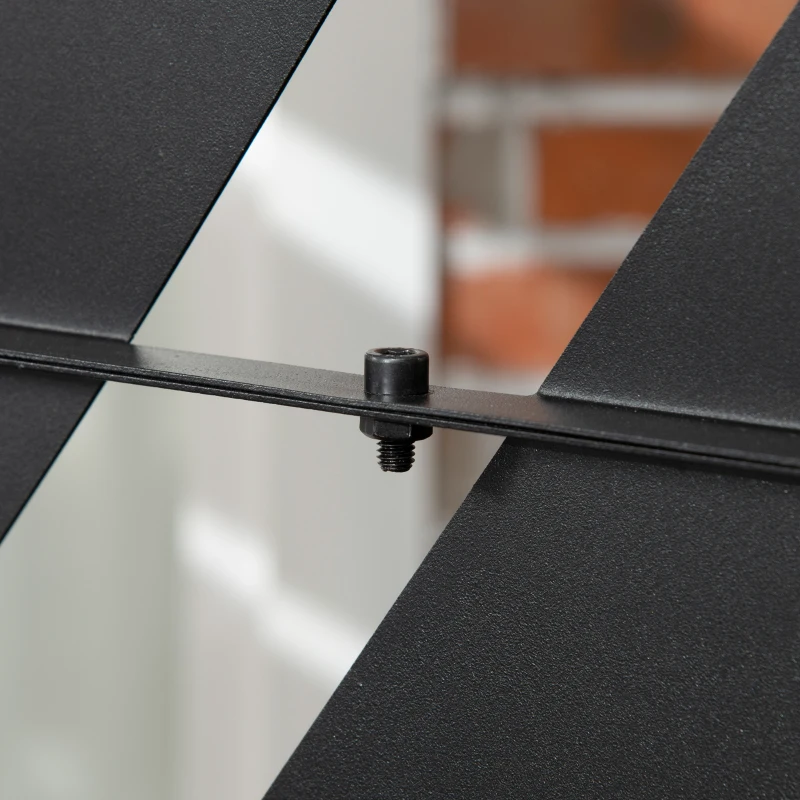 Outsunny Metal Outdoor Privacy Screen, 48" x 78" H Decorative Outdoor Divider with Stand and Expansion Screws, Freestanding Privacy Panel for Garden Backyard Deck Pool, Banana Leaf