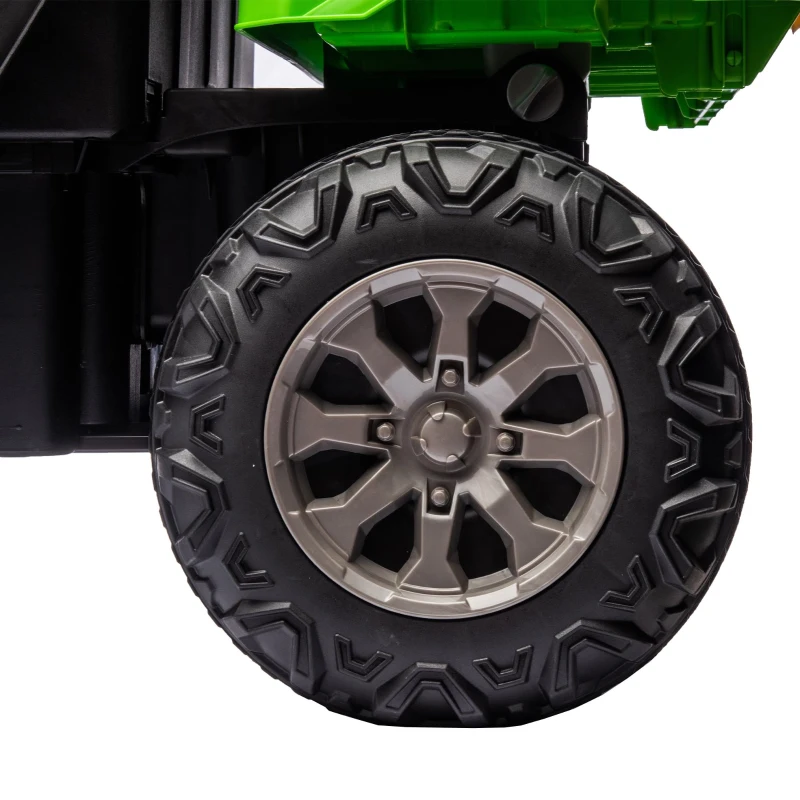 24V 2-Seater Ride On Truck with Dump Bed and Shovel, Non-Slip Tires, Electric UTV with Remote Control for Kids Ages 3-8, Green