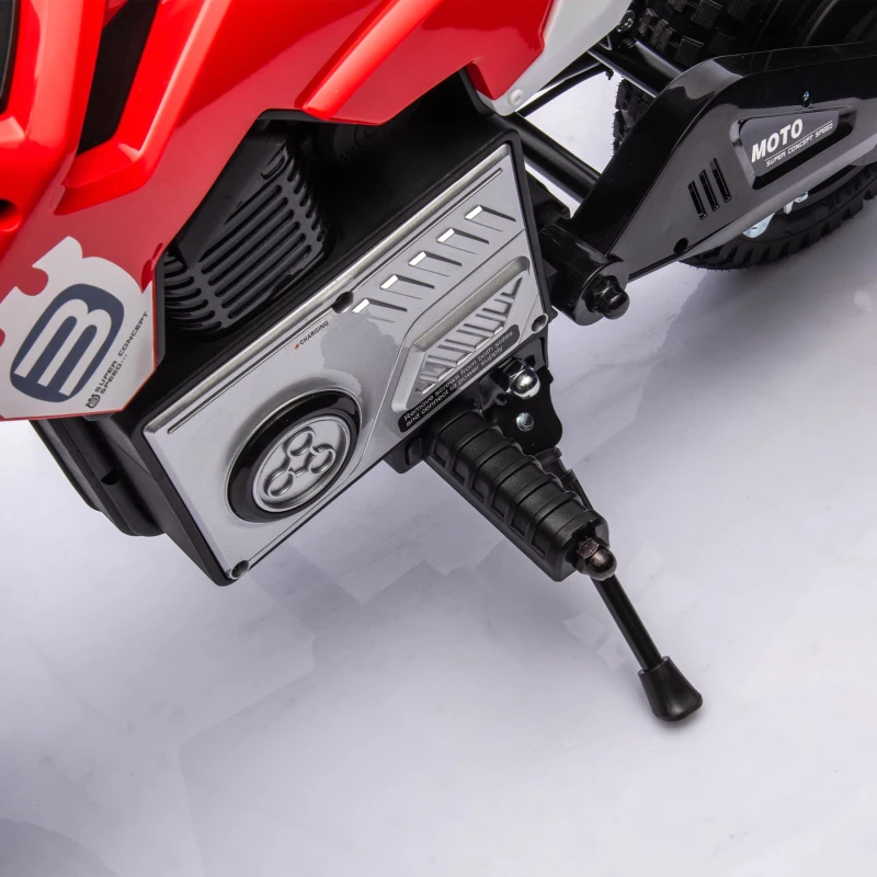 24V Kids Ride On Motorcycle with Rear Wheel Shock Absorber, 200W Powered Electric Dirt Bike with Adjustable Speed, for Ages 5-15, Red