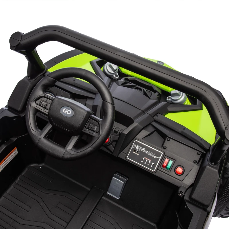 24V 2-Seater Kids Ride On UTV with Parent Remote Control, Slow Start, and Large Wheels, Ride on Toys with Anti-Collision Bar and Storage, Green