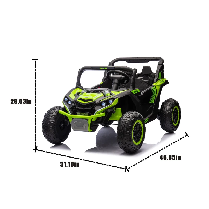 24V 2-Seater Kids Ride On UTV with Parent Remote Control, Slow Start, and Large Wheels, Ride on Toys with Anti-Collision Bar and Storage, Green