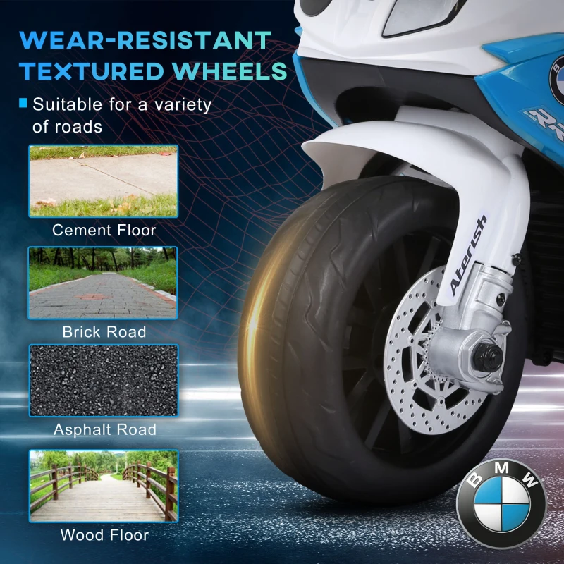 Aosom BMW Licensed 6V Kids Motorcycle with Headlight, Music, Gift for Boys & Girls -Blue