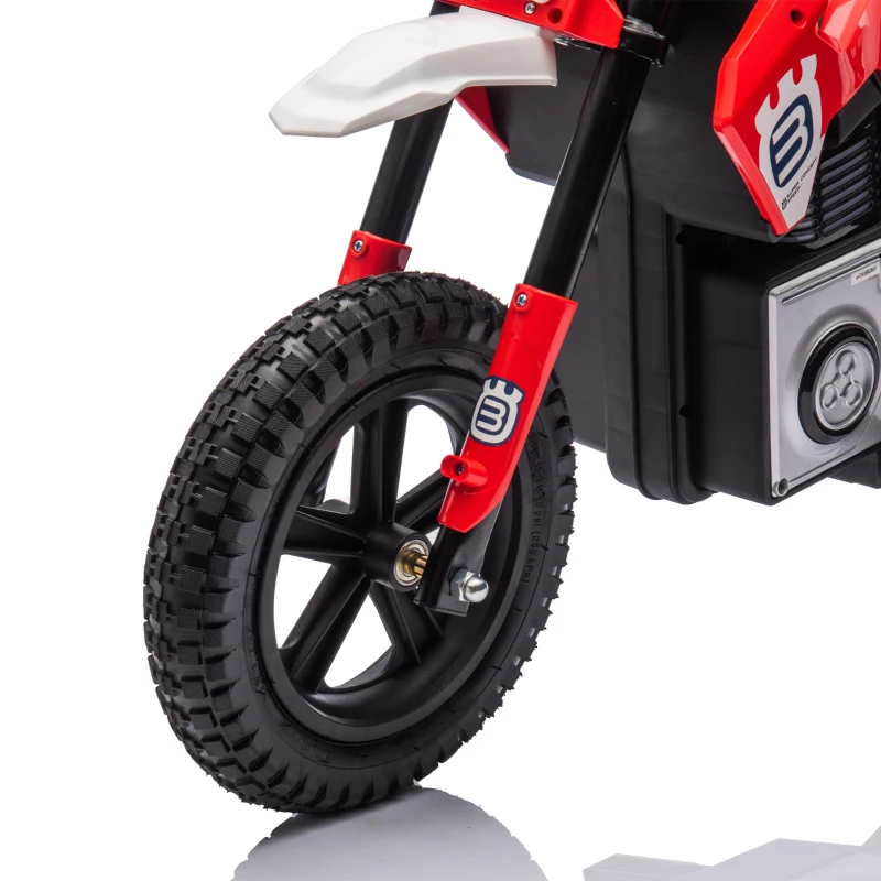 24V Kids Ride On Motorcycle with Rear Wheel Shock Absorber, 200W Powered Electric Dirt Bike with Adjustable Speed, for Ages 5-15, Red