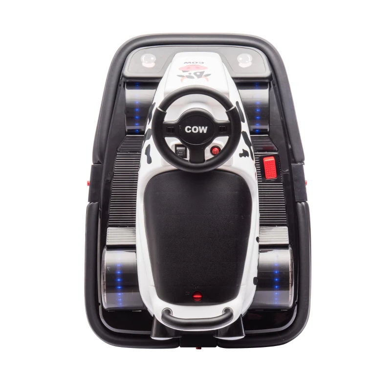 12V Kids Ride On Bumper Car with 360° Rotation, Sound Effects, LED Lights, and Customizable Stickers for Ages 3-5, 30" L x 21" W x 19" H, White