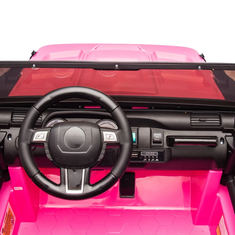 24V 200W Motors 2-Seater Kids Ride On Truck with Remote Control, Ride on Toys with Bluetooth, and Seat Belts, Suitable for Kids Aged 3+, Pink