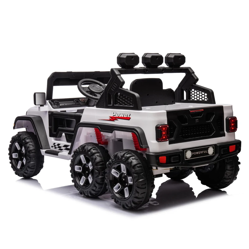 24V Ride On Pickup Truck with Remote Control and Bluetooth Music, Ride-On Toy with Spacious Rear Storage, for Kids Aged 3-8, White
