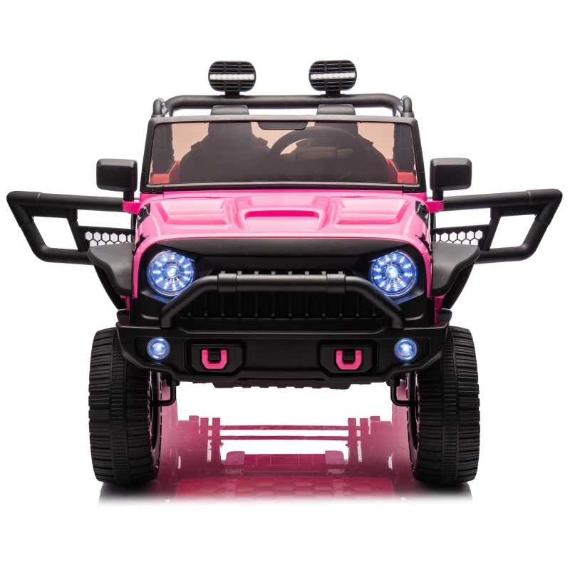 24V 200W Motors 2-Seater Kids Ride On Truck with Remote Control, Ride on Toys with Bluetooth, and Seat Belts, Suitable for Kids Aged 3+, Pink