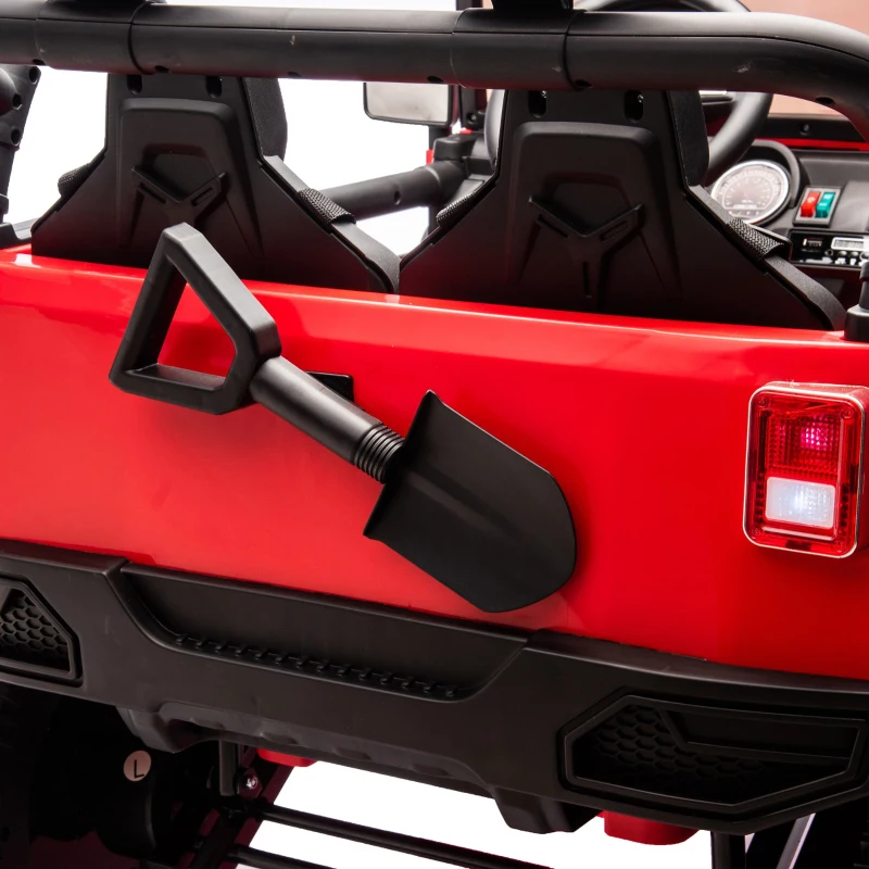 24V Parent Control 2-Seater Kids Ride On Truck with 200W Dual Motors, Ride on Toys with LED Lights, MP3, Bluetooth, for Kids Aged 3+, Red