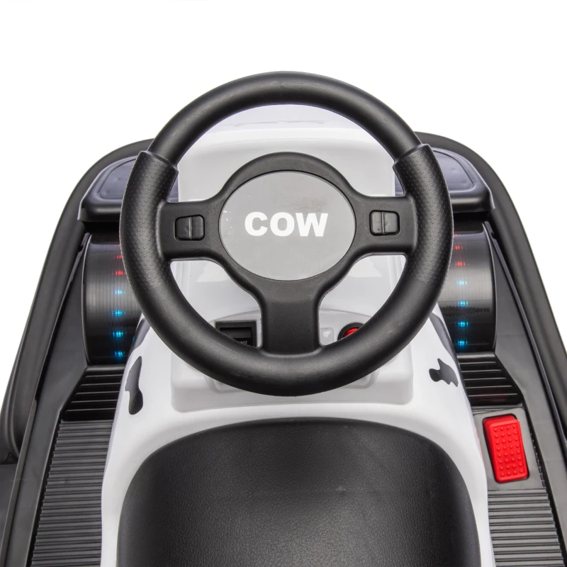 12V Kids Ride On Bumper Car with 360° Rotation, Sound Effects, LED Lights, and Customizable Stickers for Ages 3-5, 30" L x 21" W x 19" H, White