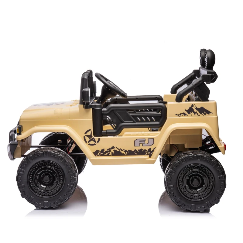 12V 3-Speed Licensed Toyota FJ Cruiser Kids Ride-On Car with Parent Remote Control, Electric Vehicles Toy with Safety Belt, for Aged 3-8, Beige