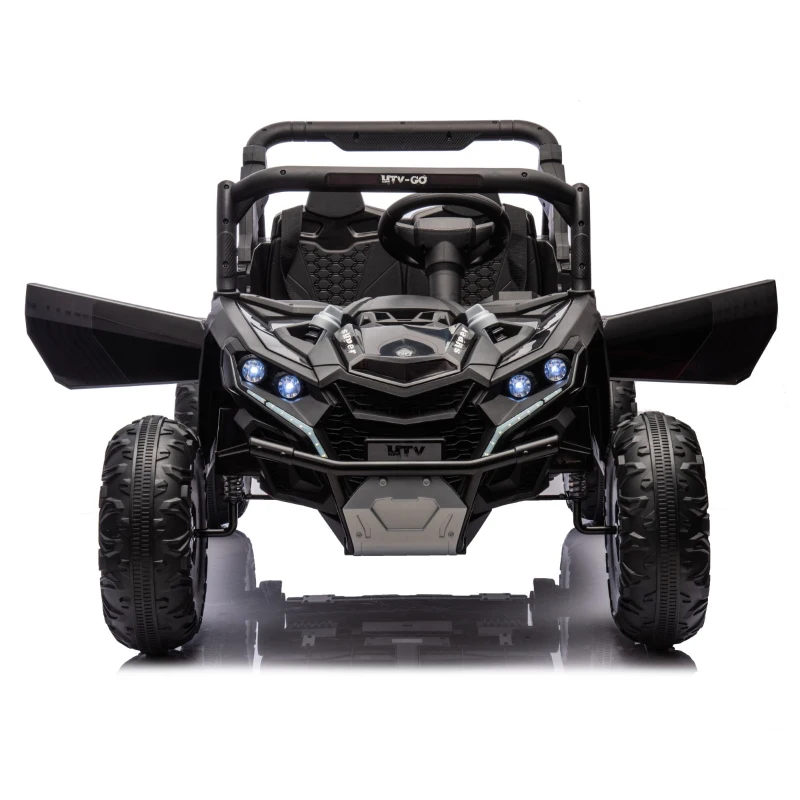 24V Remote Control 2-Seater Kids Ride On UTV with Slow Start, Anti-Collision Bar, Ride on Toys with Storage Space, USB, Bluetooth, Black