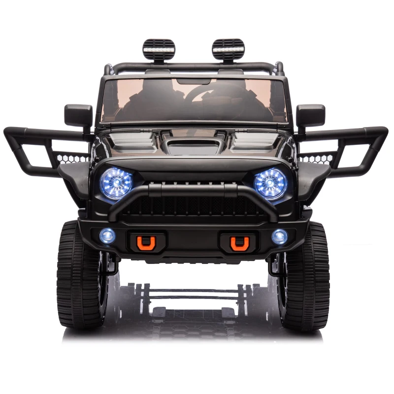 24V Parent Control 2-Seater Kids Ride On Truck with 200W Motors, Ride on Toys with LED Lights, MP3, Bluetooth, for Kids Aged 3+, Black