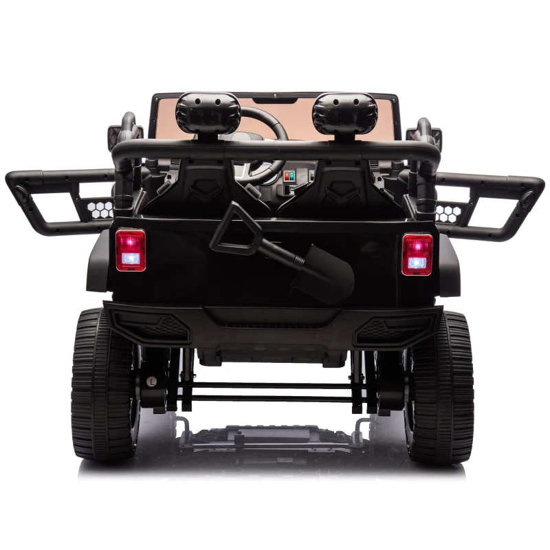 24V Parent Control 2-Seater Kids Ride On Truck with 200W Motors, Ride on Toys with LED Lights, MP3, Bluetooth, for Kids Aged 3+, Black