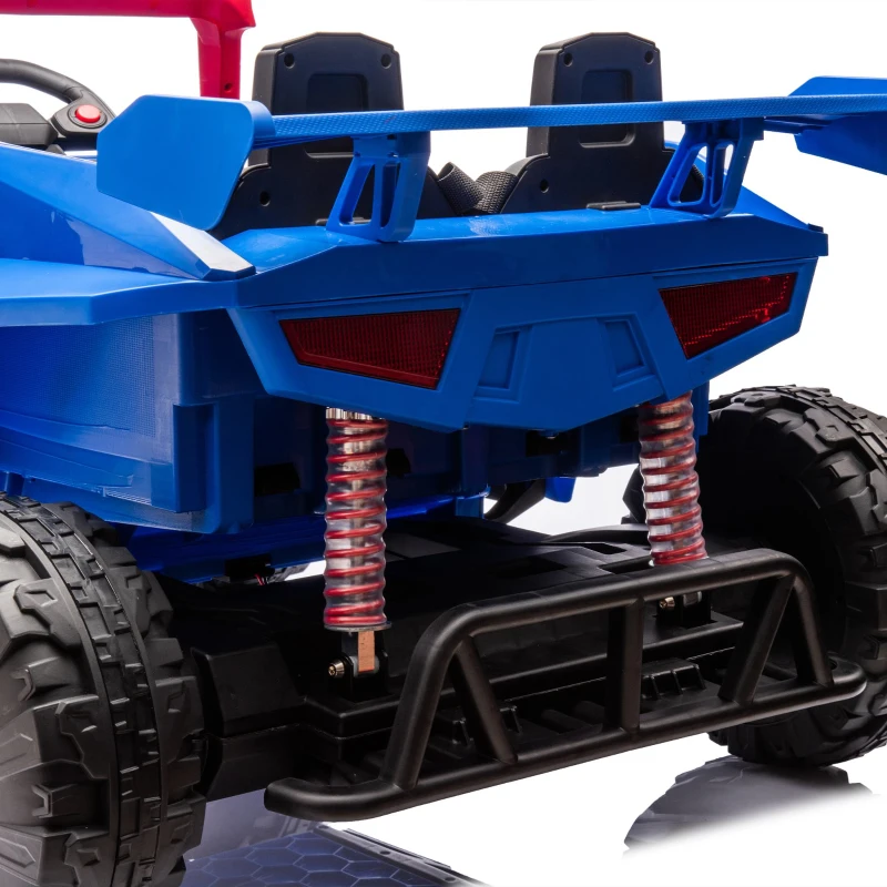 24V 2-Seater Kids Ride On Electric Car with Parent Control, Police Car Design Ride on Toys with Bluetooth, MP3, USB/TF, LED Lights, Blue+Red