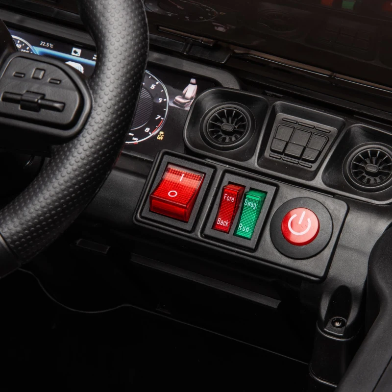 24V Battery Powered 4WD Ride On Car with Remote Control, Music and Lights, Five-Point Safety Belt, and Rocking Chair Mode, for Kids, Black