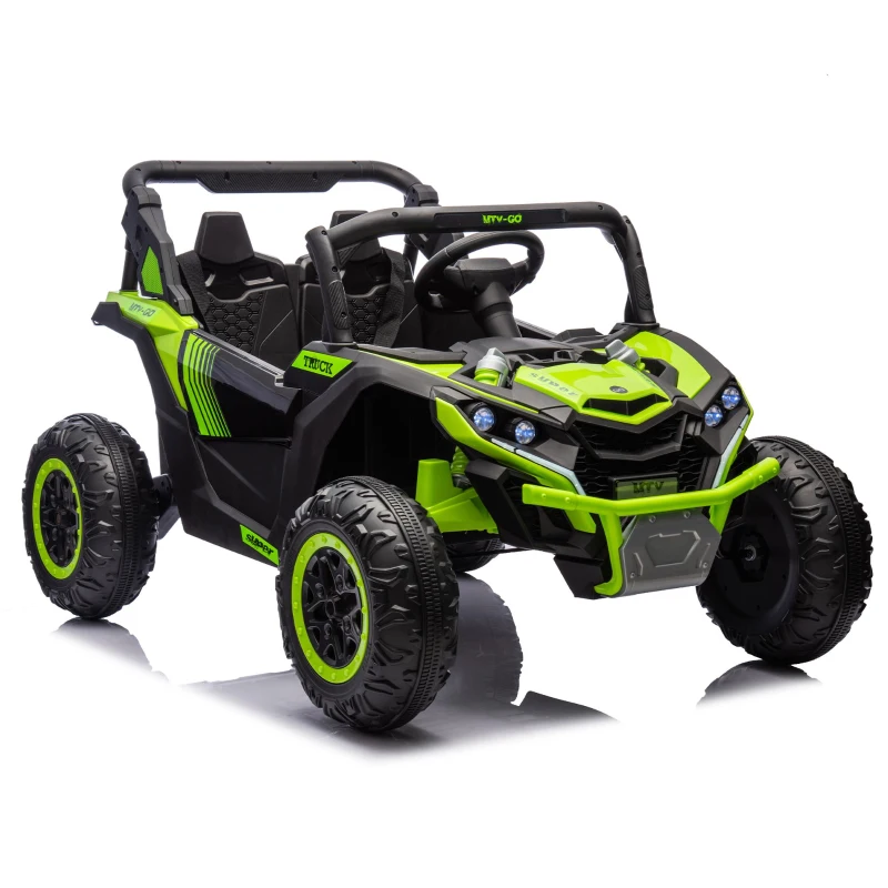 24V 2-Seater Kids Ride On UTV with Parent Remote Control, Slow Start, and Large Wheels, Ride on Toys with Anti-Collision Bar and Storage, Green