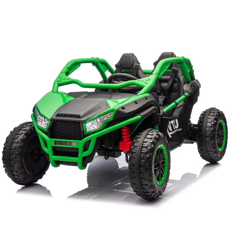 24V 2-Seater Kids Ride On UTV with 400W High Power, Bluetooth, LED Lights, Parent Control Ride on Toy with Rear Storage for Kids Aged 3+, Green