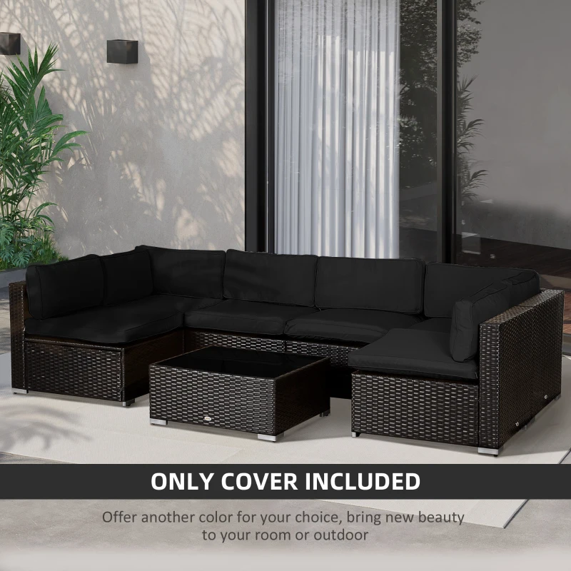 Outsunny Outdoor 14pc Patio Rattan Sofa Set Cushion Polyester Cover Replacement Set - No Cushion Included, Black
