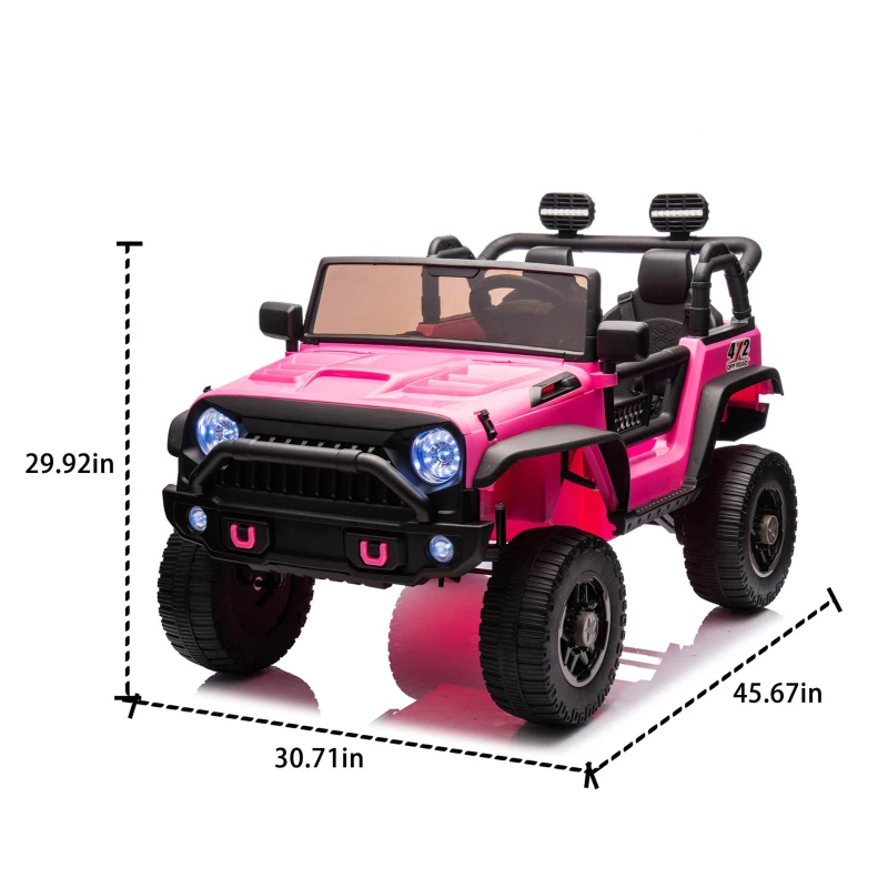 24V 200W Motors 2-Seater Kids Ride On Truck with Remote Control, Ride on Toys with Bluetooth, and Seat Belts, Suitable for Kids Aged 3+, Pink