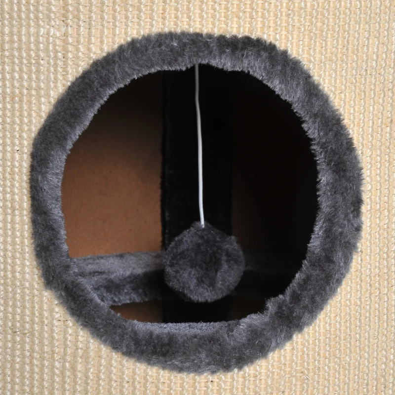 PawHut 28" Cat Condo 3-Story Cat House with Sisal, Gray