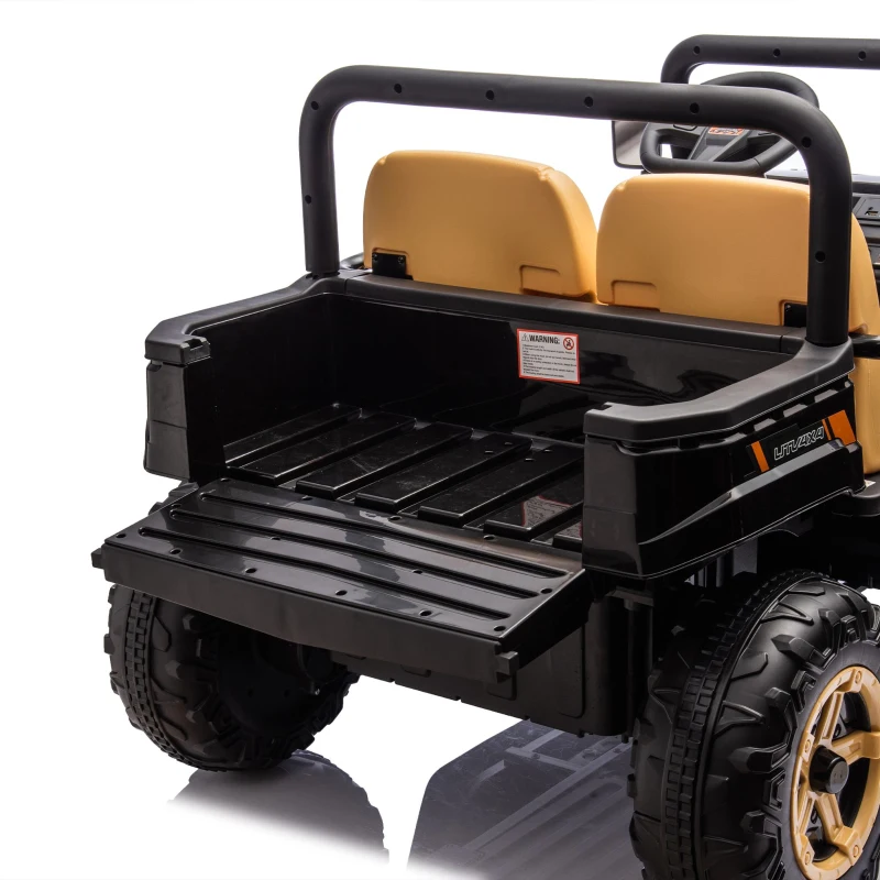 24V Remote Kids Ride On UTV with 2-Seater and Automatic Tipping Bucket, Ride On Dump Truck with Slow Start, LED Lights, for Ages 3-8, Black