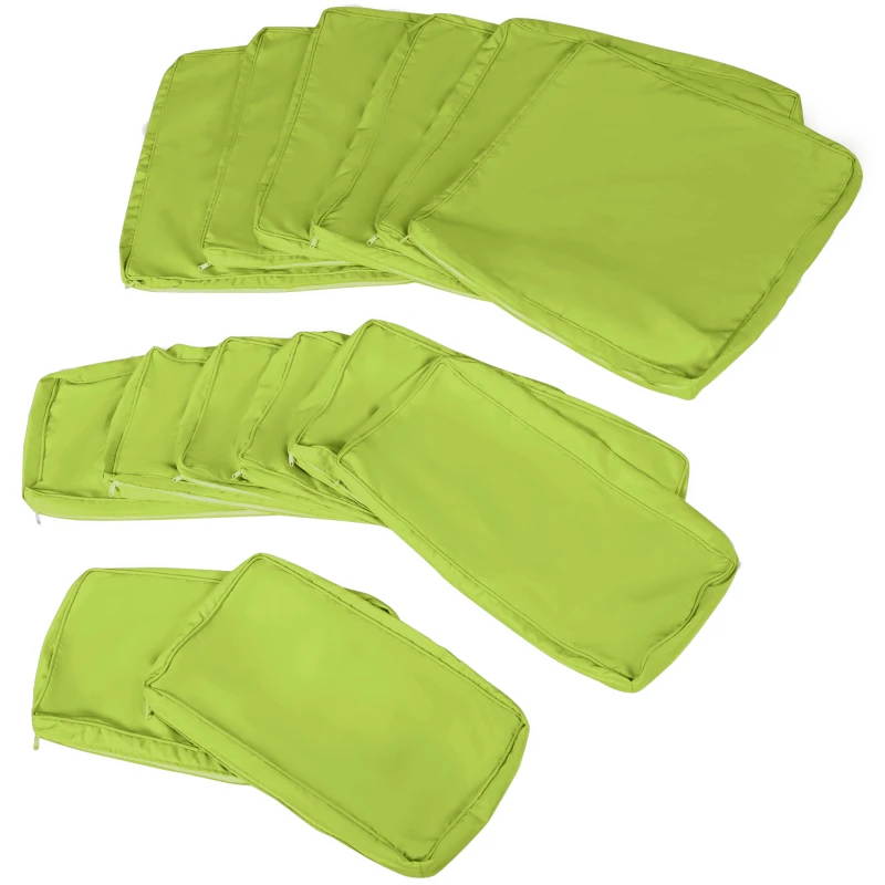 Outsunny Outdoor 14pc Patio Rattan Sofa Set Cushion Polyester Cover Replacement Set - No Cushion Included Light Green