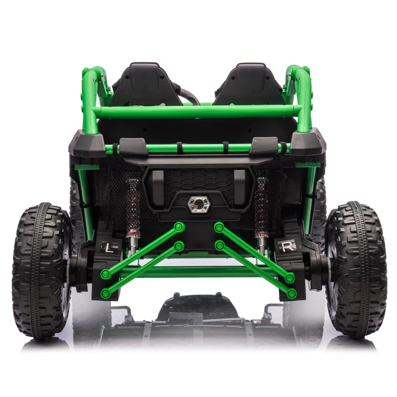 24V 2-Seater Kids Ride On UTV with 400W High Power, Bluetooth, LED Lights, Parent Control Ride on Toy with Rear Storage for Kids Aged 3+, Green