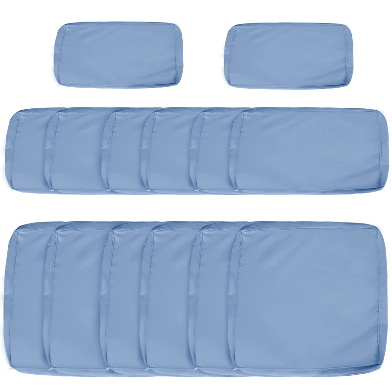Outsunny Outdoor 14pc Patio Rattan Sofa Set Cushion Polyester Cover Replacement Set - No Cushion Included, Sky Blue