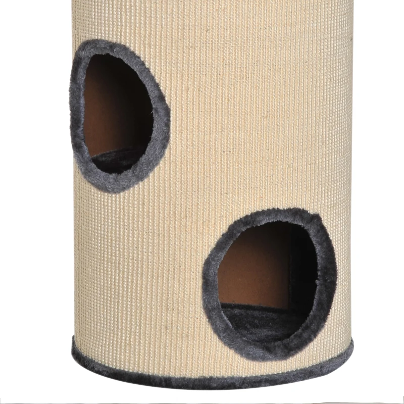 PawHut 28" Cat Condo 3-Story Cat House with Sisal, Gray