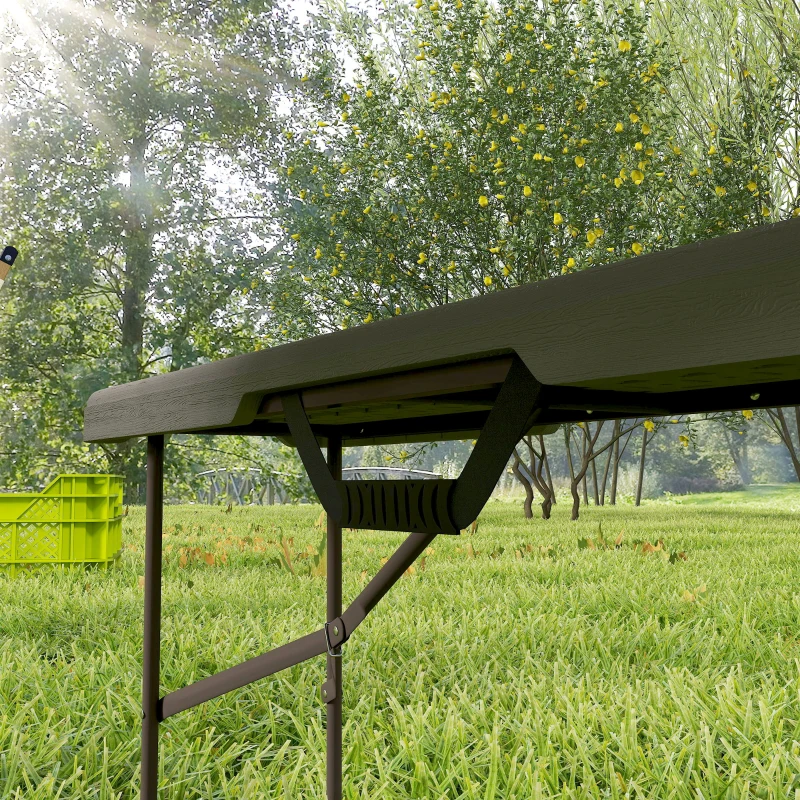 Outsunny 6 ft Plastic Bench Seat, 2 PC Portable Foldable Folding Bench with Carrying Handle for Picnic Camping, Distressed Brown