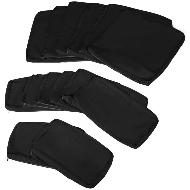 Outsunny Outdoor 14pc Patio Rattan Sofa Set Cushion Polyester Cover Replacement Set - No Cushion Included, Black