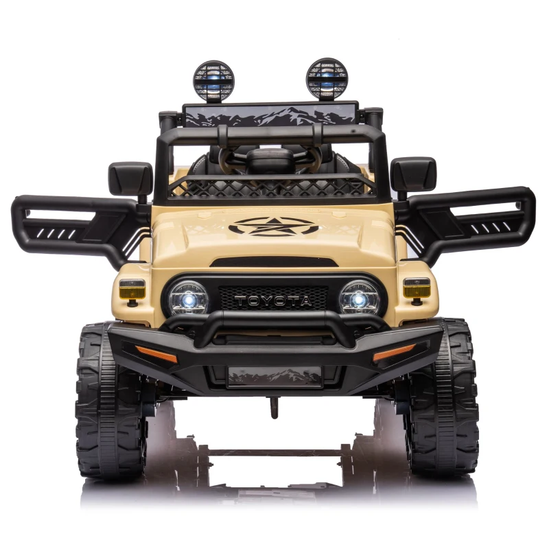 12V 3-Speed Licensed Toyota FJ Cruiser Kids Ride-On Car with Parent Remote Control, Electric Vehicles Toy with Safety Belt, for Aged 3-8, Beige
