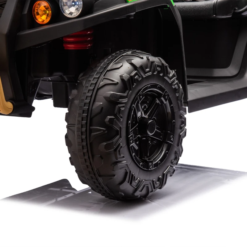 24V 2-Seater Kids Ride On UTV with Automatic Tipping Bucket, Rear Wheel Suspension, Ride On Car Toy with Remote Control, for Ages 3-8, Green